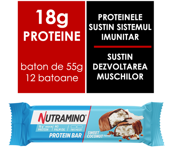 Batoane proteice Nutramino Coconut (aroma nuca de cocos) | cutie de 12buc