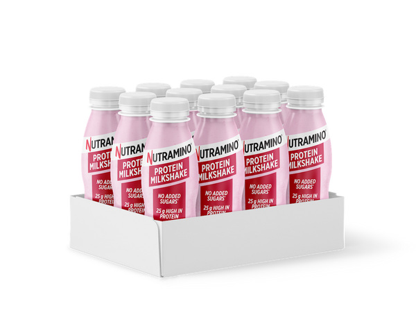Shake proteic Nutramino fara zahar adaugat, Strawberry (aroma capsuni) | bax de 12buc