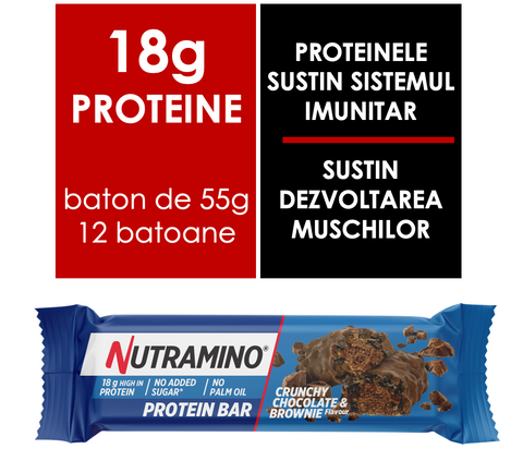 Batoane proteice Nutramino Chocolate Brownie (aroma ciocolata biscuiti) | cutie de 12buc