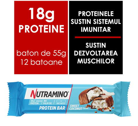Batoane proteice Nutramino Coconut | cutie de 12buc