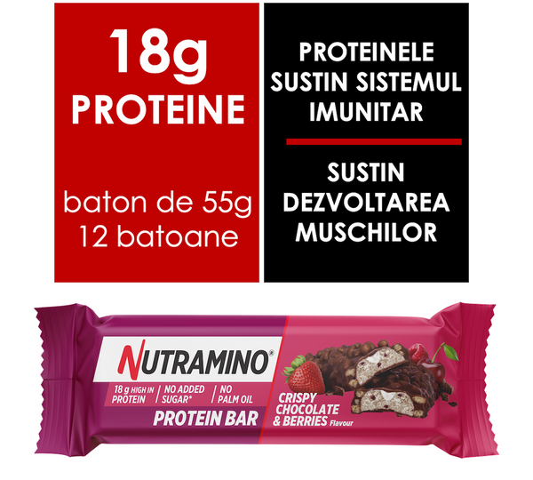 Batoane proteice Nutramino Crispy Chocolate Berries 